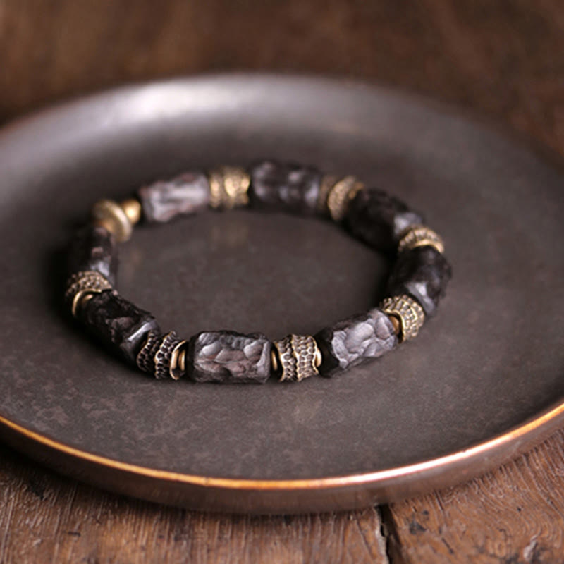 BWOOOH Tibetan Ebony Wood Copper Calm Peace Bracelet | natural stone spiritual bracelet for healing and mindful living