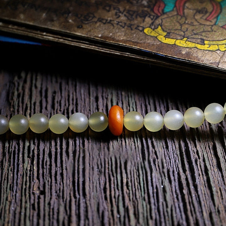 BWOOOH 108 Mala Beads Tibet Sheep Horn Amber Luck Bracelet