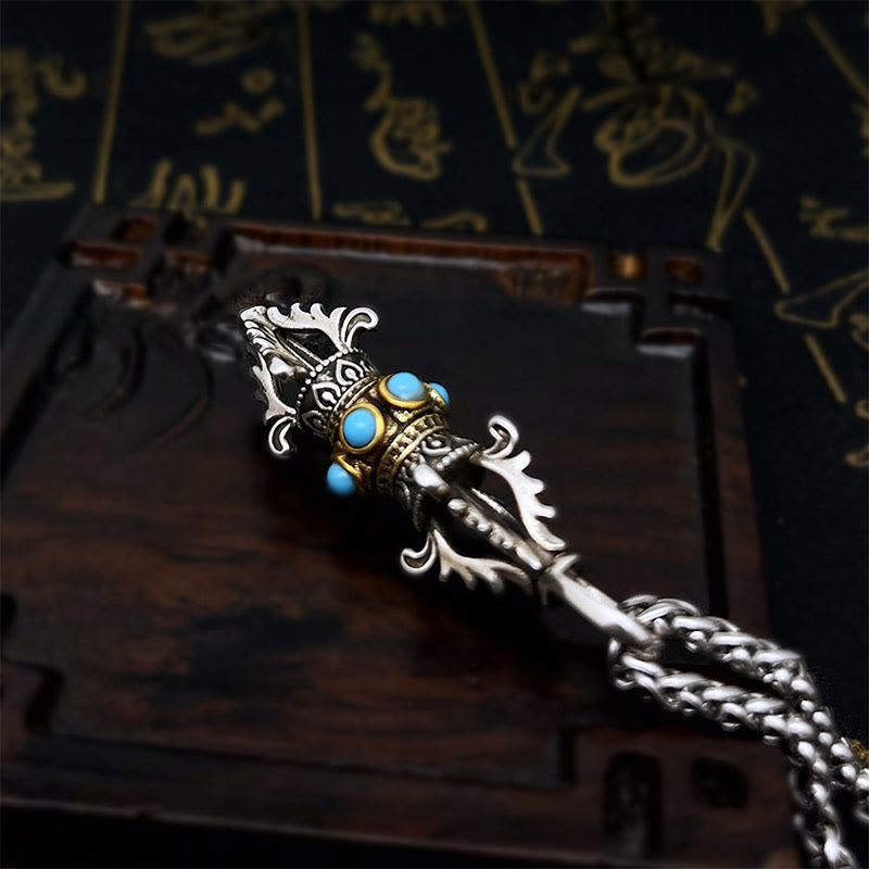 BWOOOH Tibet Vajra Dorje Pattern Copper Luck Wealth Metal Necklace Pendant