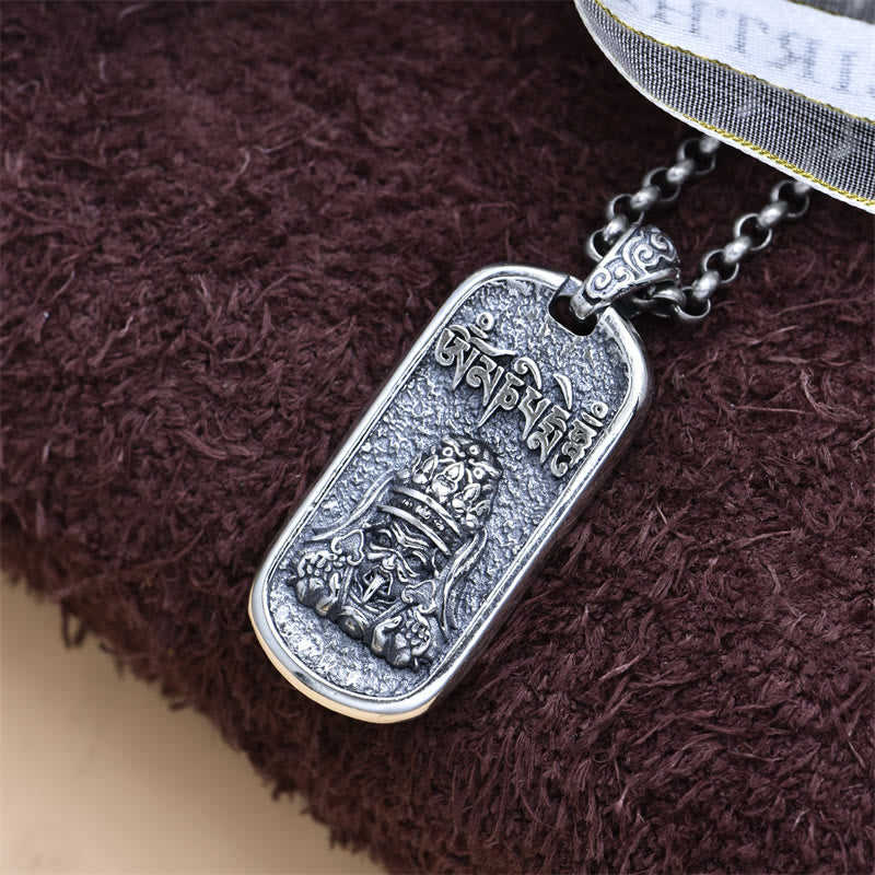 BWOOOH 925 Sterling Silver Zakiram Goddess of Wealth Om Mani Padme Hum Peace Necklace Pendant
