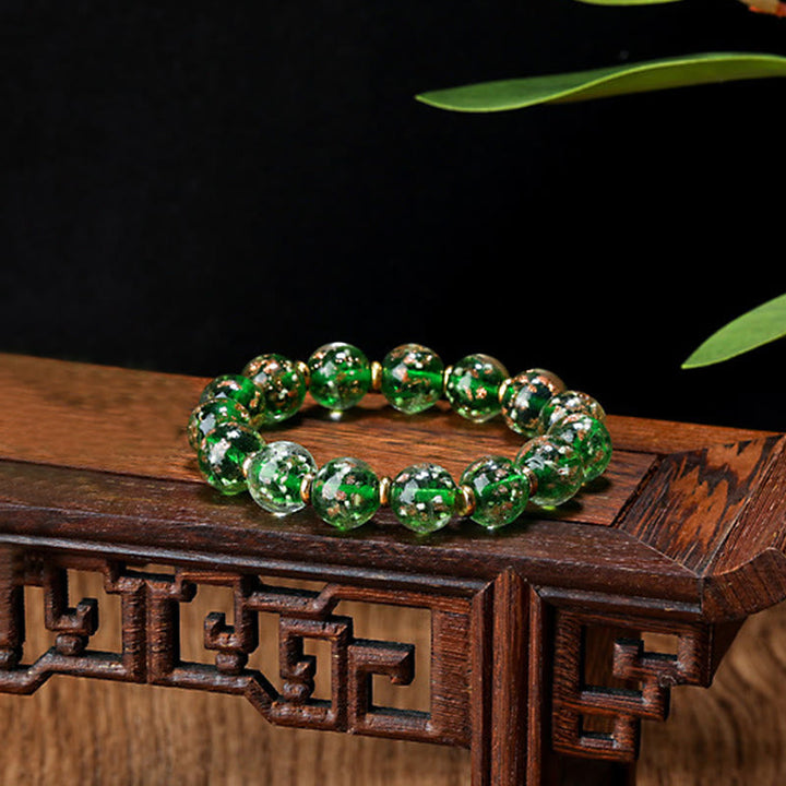 BWOOOH Gold Swallowing Beast Family Charm Luminous Fluorescent Liuli Glass Bead Success Bracelet