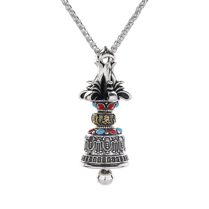 BWOOOH Tibetan Om Mani Padme Hum Dorje Vajra Bell Strength Necklace Pendant