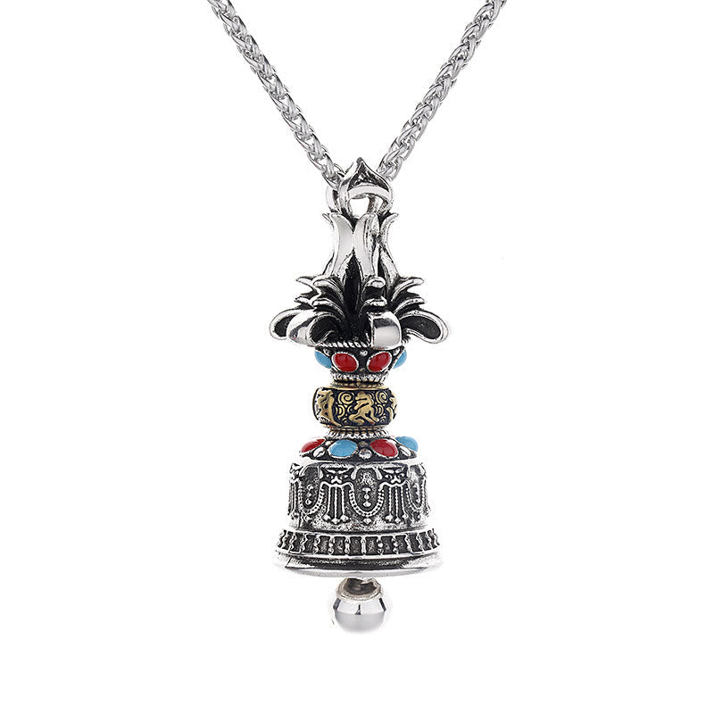 BWOOOH Tibetan Om Mani Padme Hum Dorje Vajra Bell Strength Necklace Pendant