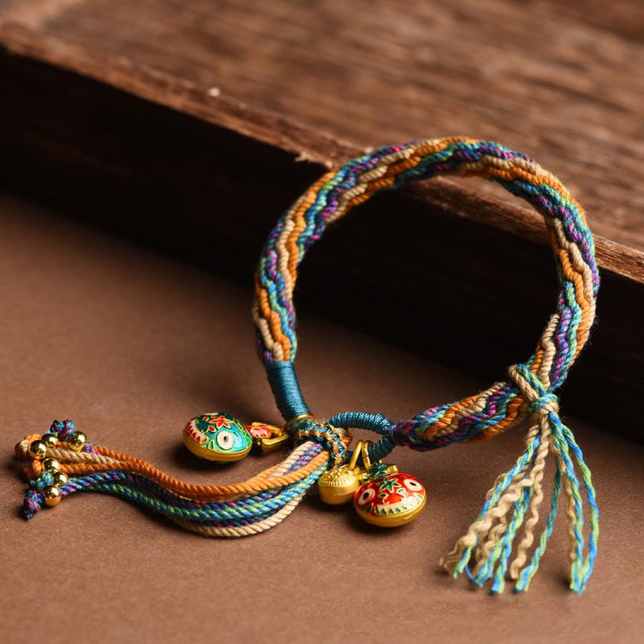 BWOOOH Gold Swallowing Beast Family Luck Reincarnation Knot Braid Colorful String Bracelet