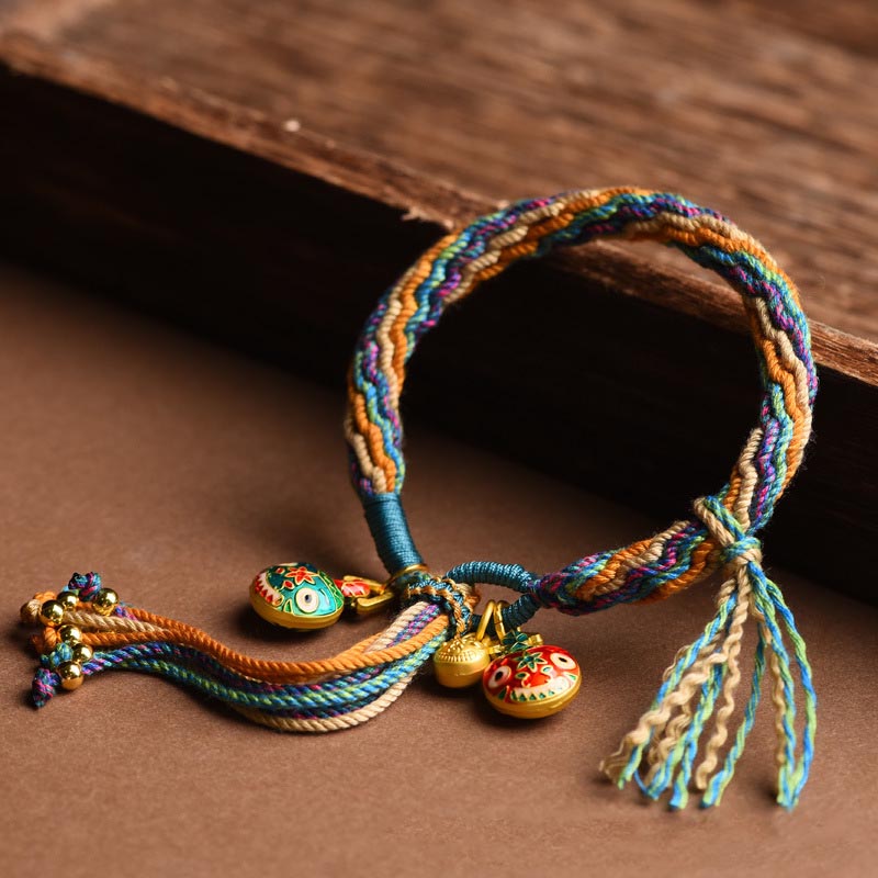 BWOOOH Gold Swallowing Beast Family Luck Reincarnation Knot Braid Colorful String Bracelet