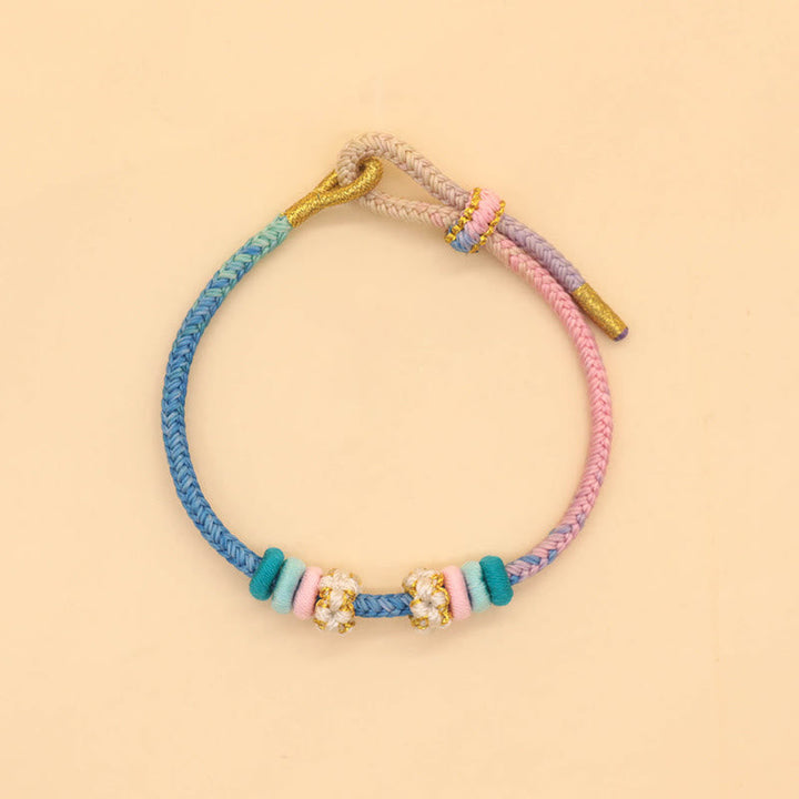 BWOOOH Handmade Eight Thread Peace Knot Peach Blossom Knot Luck Rope Braided Bracelet
