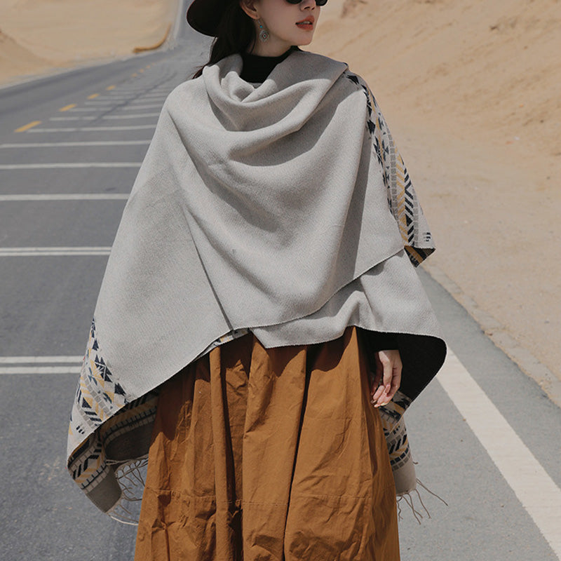 BWOOOH Tibetan Shawl Colorful Geometry Winter Cozy Travel
