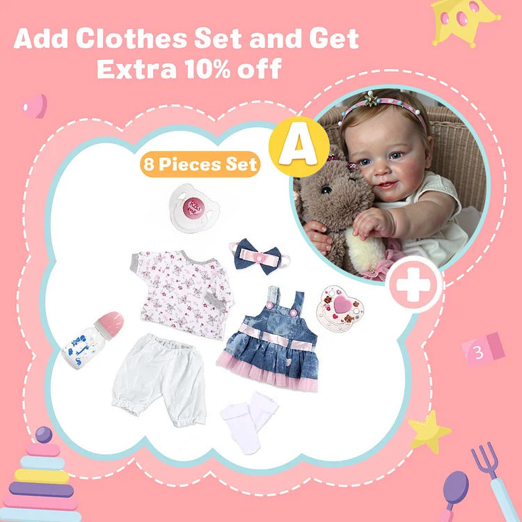 [3-7 Days Delivery][Heartbeat💖 & Sound🔊] 20" Handmade Reborn Baby Open Eyes Doll Reborn Baby Toddlers Girl Etema with Brown Hair