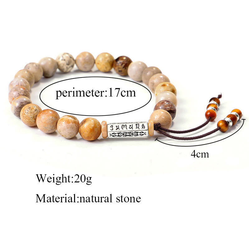 BWOOOH Weathered Stone Om Mani Padme Hum Strengthen Bracelet