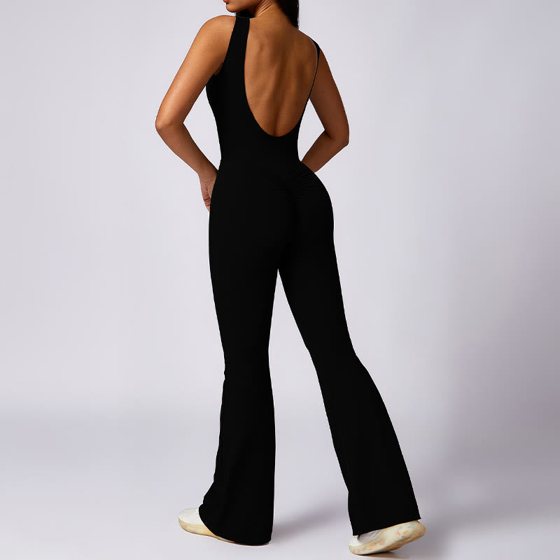 BWOOOH printed yoga pants - Women Casual Sleeveless Jumpsuit Flare P