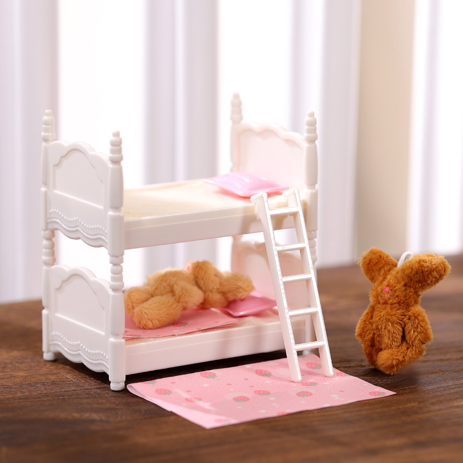 Cute Mini 3" Silicone Doll Pink White Double Bed Home Toy Random Accessories Set for Reborn Baby 🩷