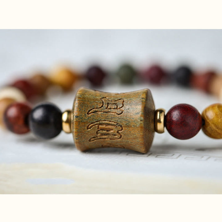 BWOOOH Tibet Multicolored Sandalwood Om Mani Padme Hum Protection Bracelet | spiritual healing bracelet