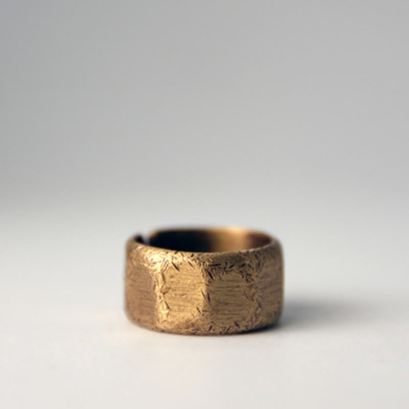 BWOOOH Tibetan Simple Design Copper Brass Frosted Wealth Ring