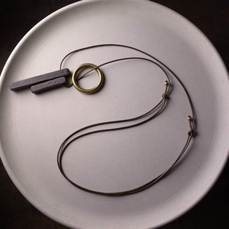 BWOOOH Zen Circle Ebony Wood Enlightenment Necklace Pendant