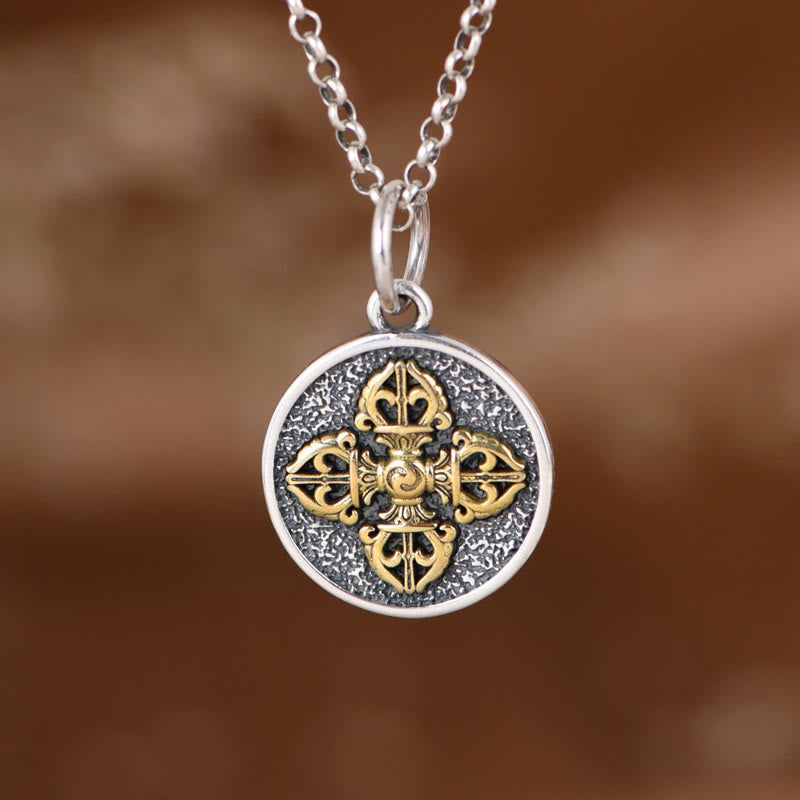 BWOOOH 925 sterling silver double dorje vajra blessing necklace pendant