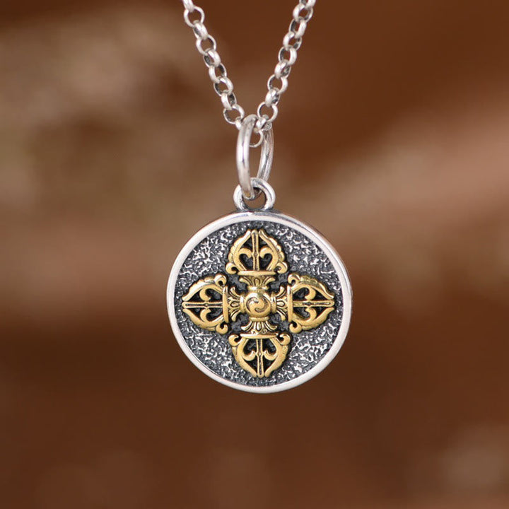 BWOOOH 925 sterling silver double dorje vajra blessing necklace pendant