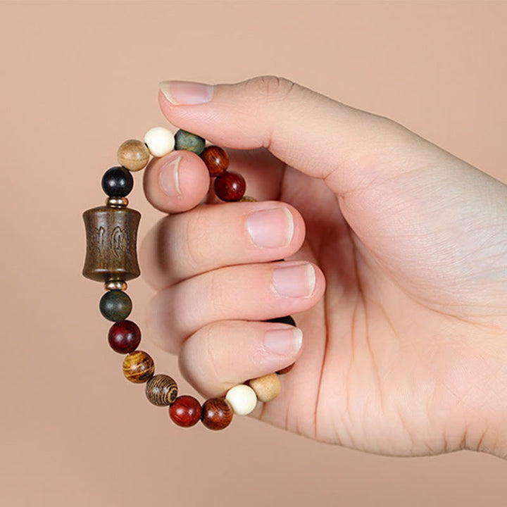 BWOOOH Tibet Multicolored Sandalwood Om Mani Padme Hum Protection Bracelet | spiritual healing bracelet