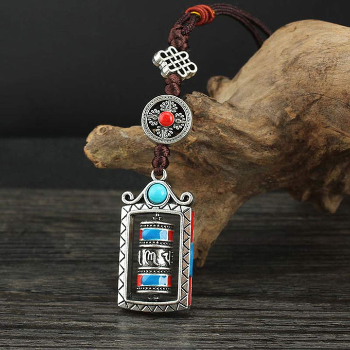 BWOOOH Six True Words Prayer Wheel Rotation Knot Blessing Keychain Decoration | spiritual healing bracelet