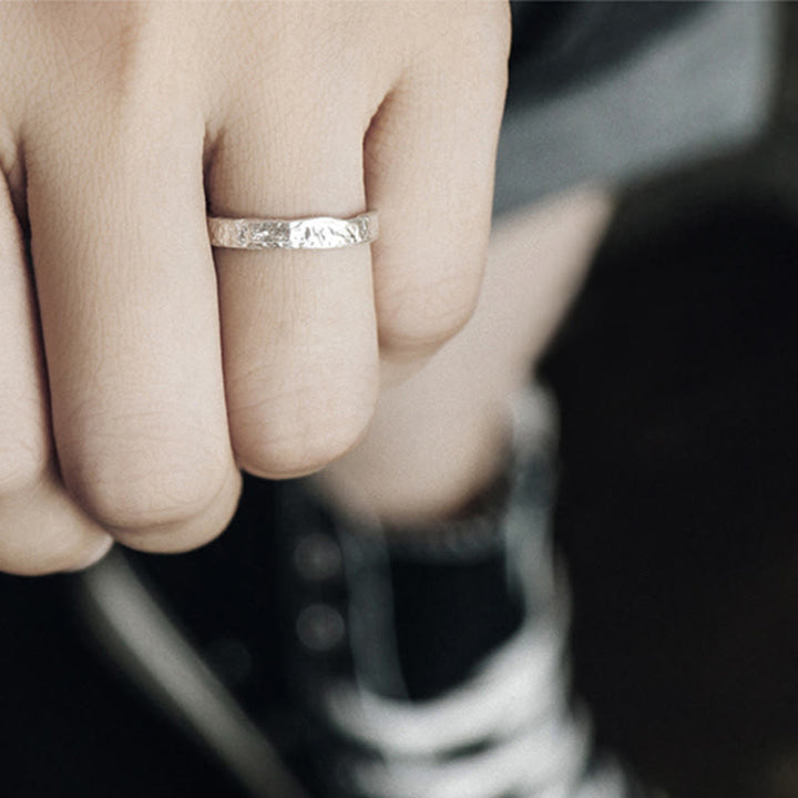 BWOOOH 925 Sterling Silver Simple Design Blessing Couple Ring