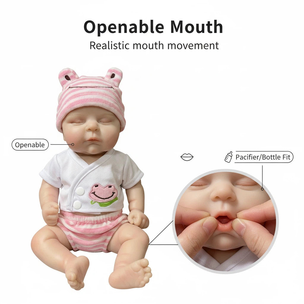 "Pink and Chubby" 12-inch Healing Rebirth Doll - Medical-grade Silicone, Realistic Mouth Movement