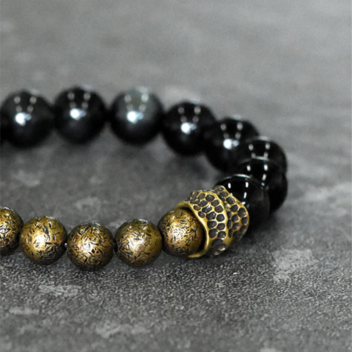 BWOOOH Rainbow Obsidian Copper Bead Positive Transformation Bracelet