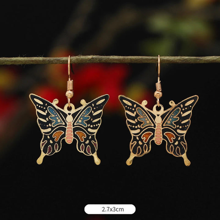 BWOOOH Lotus Butterfly Flower Alloy Copper Enlightenment Drop Earrings