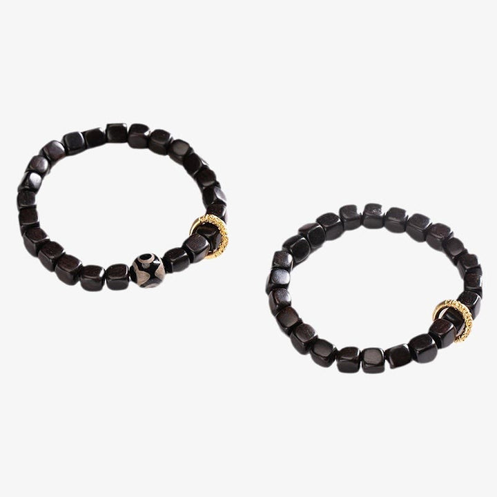 BWOOOH Tibetan Ebony Wood Dzi Bead Balance Calm Bracelet