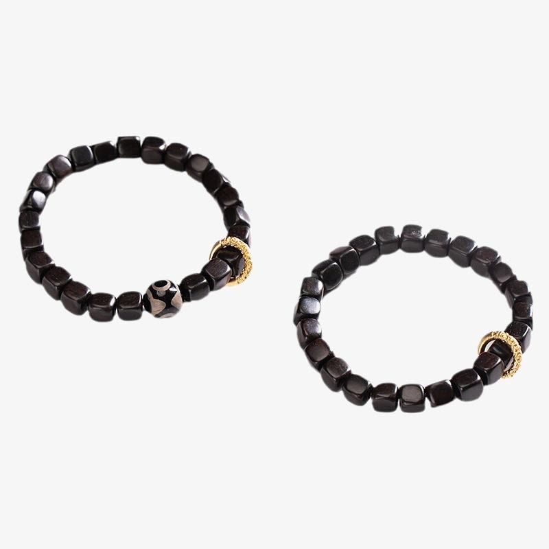 BWOOOH Tibetan Ebony Wood Dzi Bead Balance Calm Bracelet