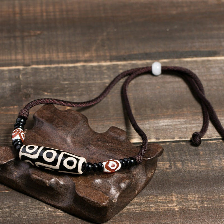 BWOOOH Tibetan Nine-Eye Dzi Bead Protection String Necklace