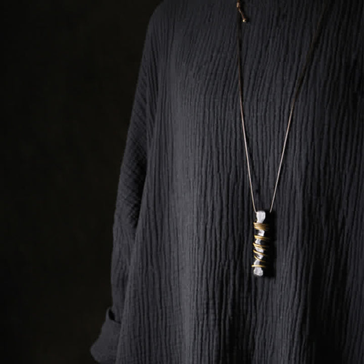 BWOOOH Tibet Ebony Wood Brass Balance Peace Necklace Pendant
