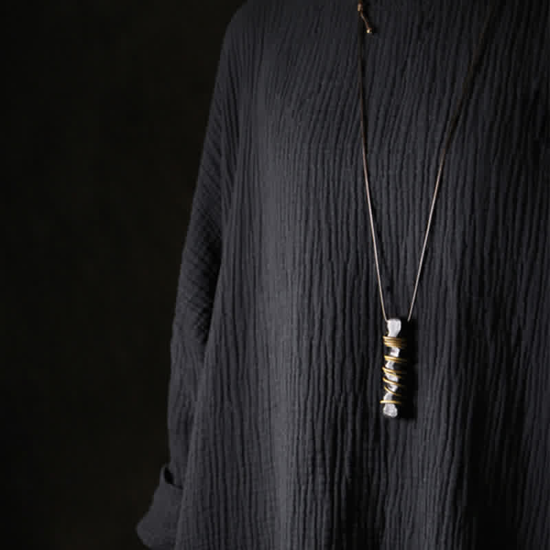 BWOOOH Tibet Ebony Wood Brass Balance Peace Necklace Pendant
