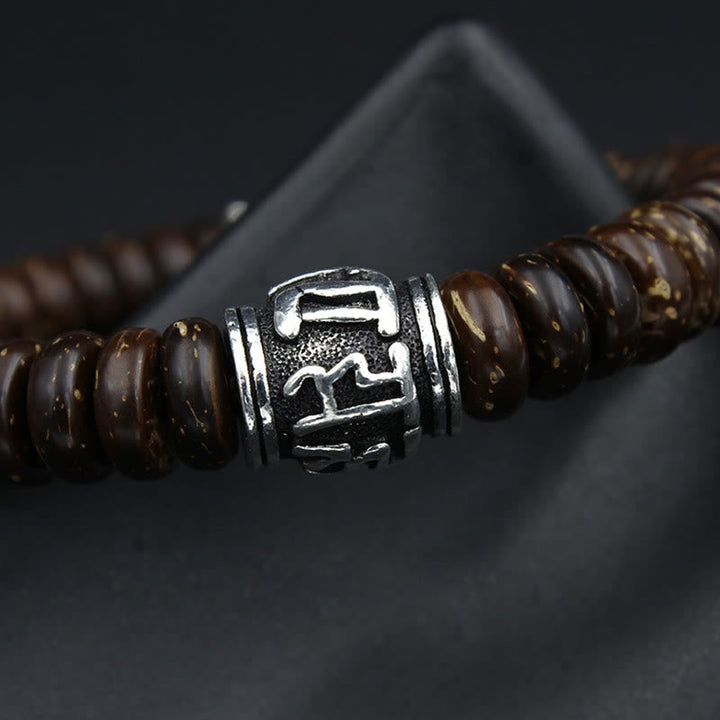 BWOOOH Natural Tibetan Coconut Shell Om Mani Padme Hum Positive Bracelet | spiritual healing bracelet