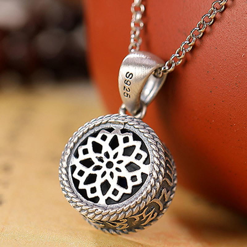 BWOOOH 925 Sterling Silver Om Mani Padme Hum Lazurite Love Peace Necklace Pendant