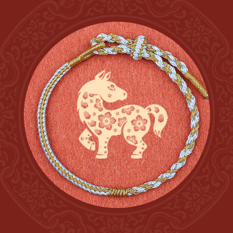 BWOOOH Handmade Chinese Zodiac Rabbit Rooster Rat Horse Dragon Protection Braid String Bracelet