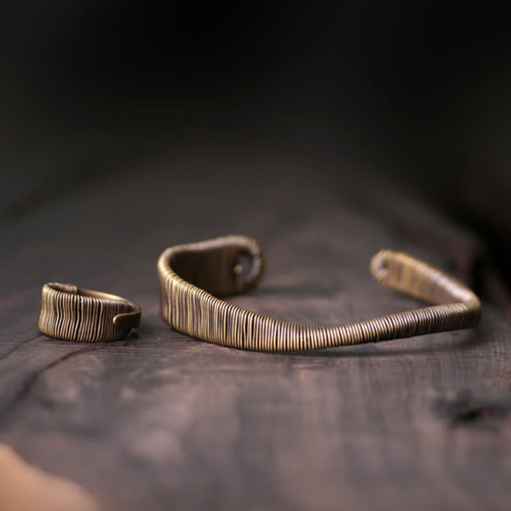 BWOOOH Simple Design Wrapped Brass Copper Luck Wealth Adjustable Cuff Bracelet | spiritual healing bracelet