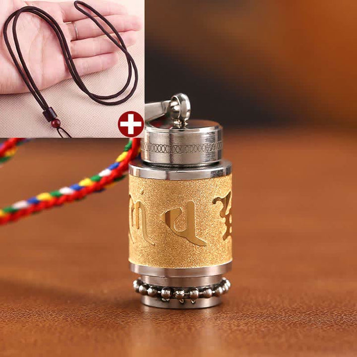 BWOOOH Tibet Om Mani Padme Hum Shurangama Mantra Titanium Steel Wisdom Amulet Necklace Pendant