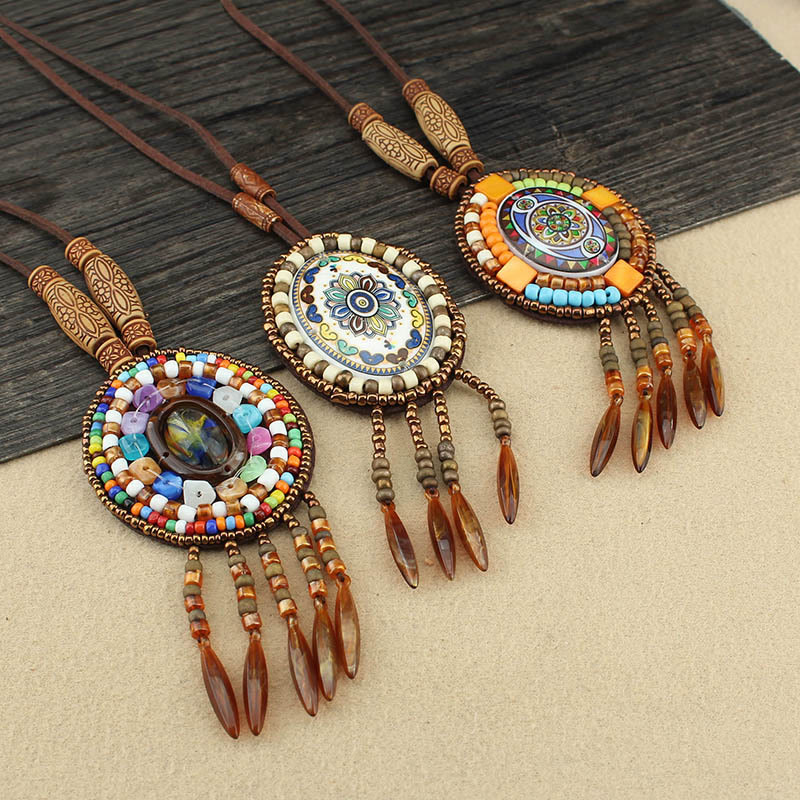 BWOOOH Mandala Pattern Beads Creativity Necklace Pendant