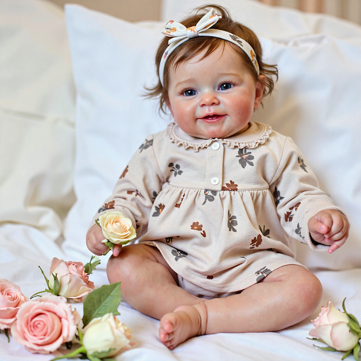 20" Reborn Toddler Realistic Baby Doll Girl Kezan with Brown Hair Special Gifts For Chirdren