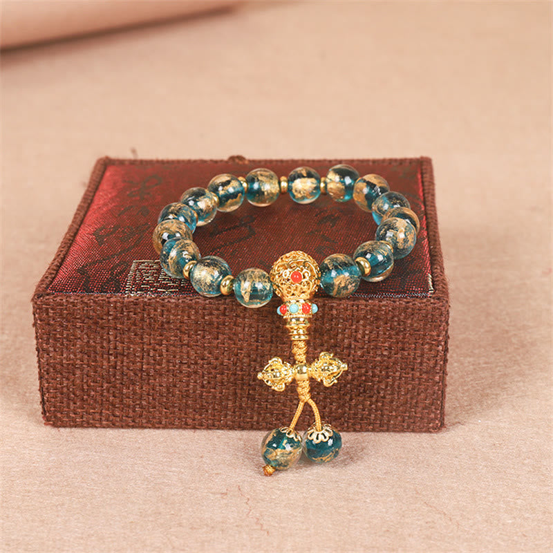 BWOOOH Tibetan Gold Swallowing Beast Family Dorje Vajra Strength Bead Bracelet