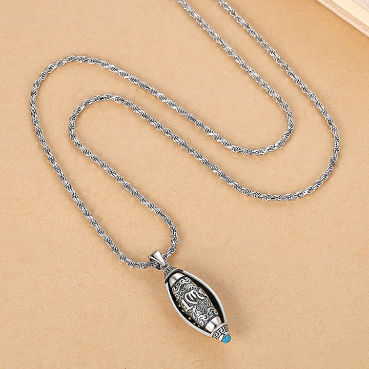 BWOOOH Tibet Om Mani Padme Hum Protection Necklace Rotatable Pendant