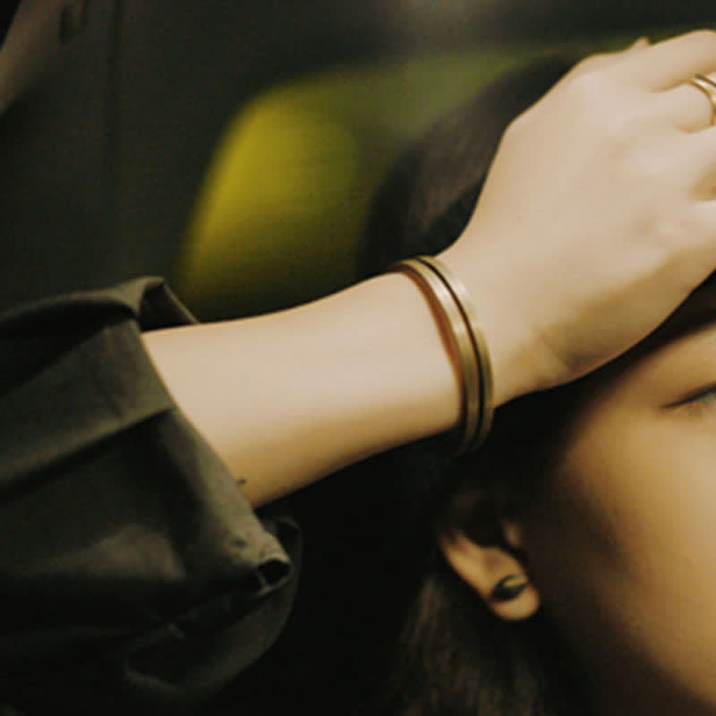 BWOOOH Rustic Copper Luck Viking Cuff Bracelet