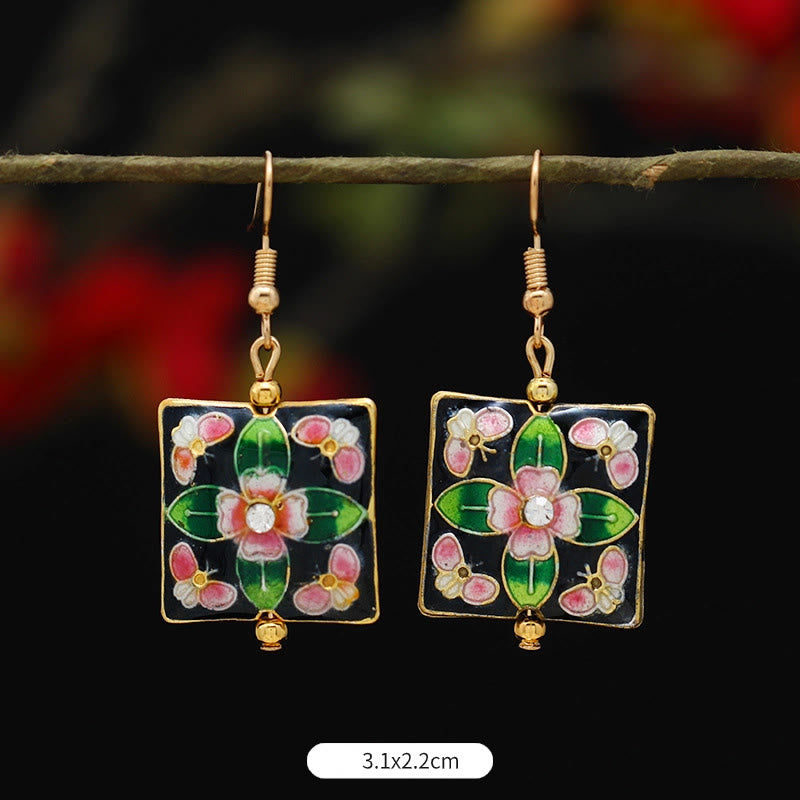 BWOOOH Lotus Butterfly Flower Alloy Copper Enlightenment Drop Earrings