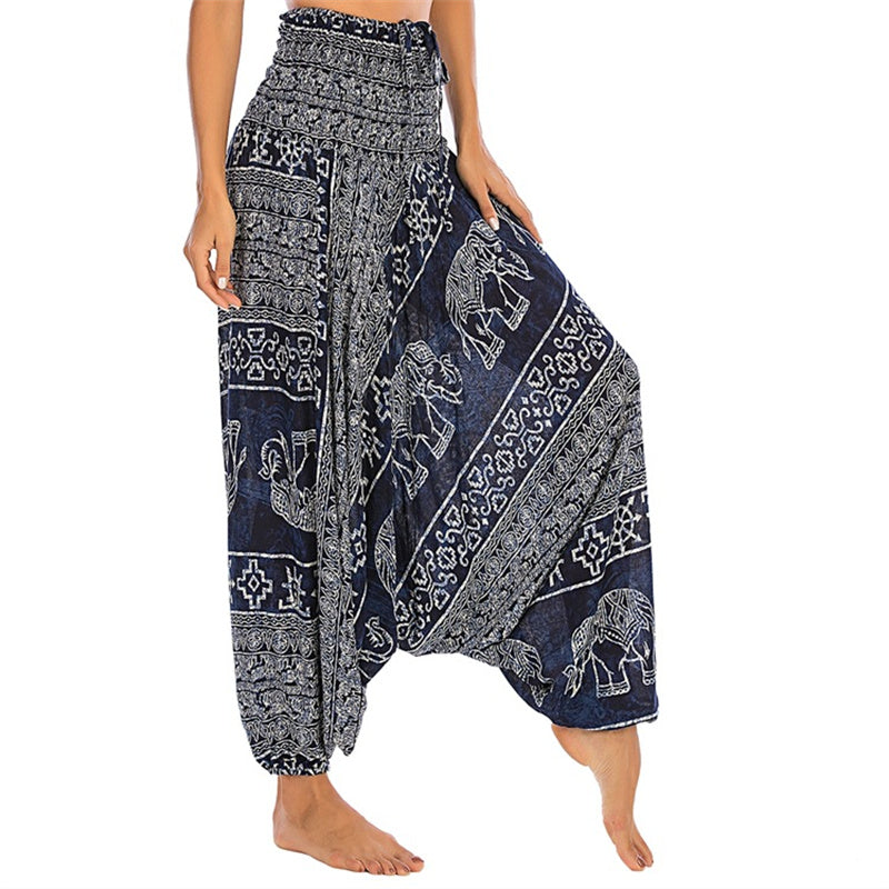 BWOOOH printed harem pants - Two Style Wear Elephant Pattern Loose Sm