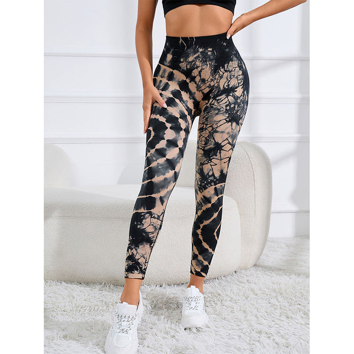 BWOOOH lotus print yoga leggings - Tie Dye Print Pants Sports Fitness Yoga 