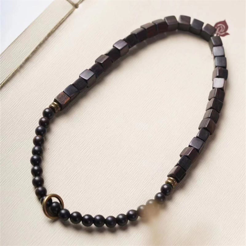 BWOOOH Tibet Ebony Wood Square Beads Peace Double Wrap Bracelet