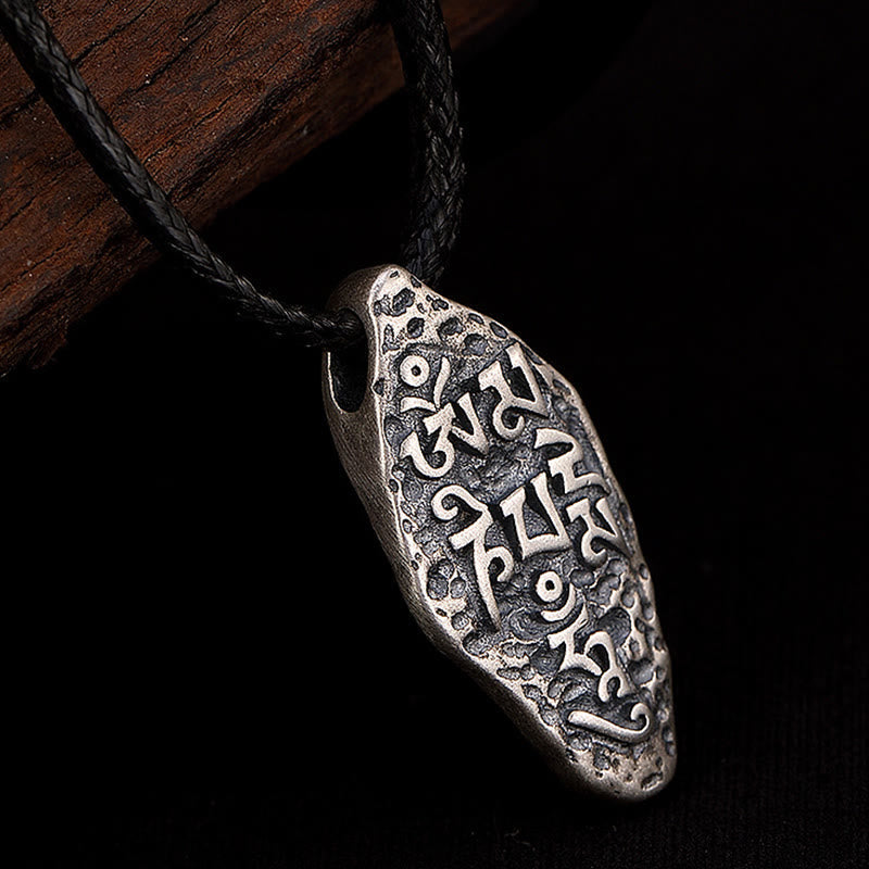 BWOOOH Tibetan 925 Silver Om Mani Padme Hum Dorje Vajra Strength Necklace