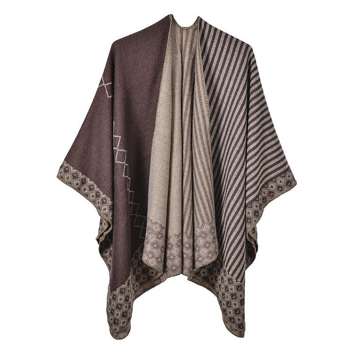 BWOOOH Tibetan Shawl Striped Diamond Pattern Winter Warm 