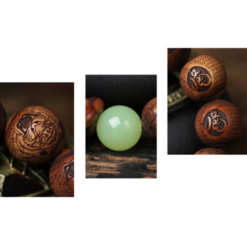 BWOOOH Tibetan Rosewood Engraving Tiger Protection Bracelet
