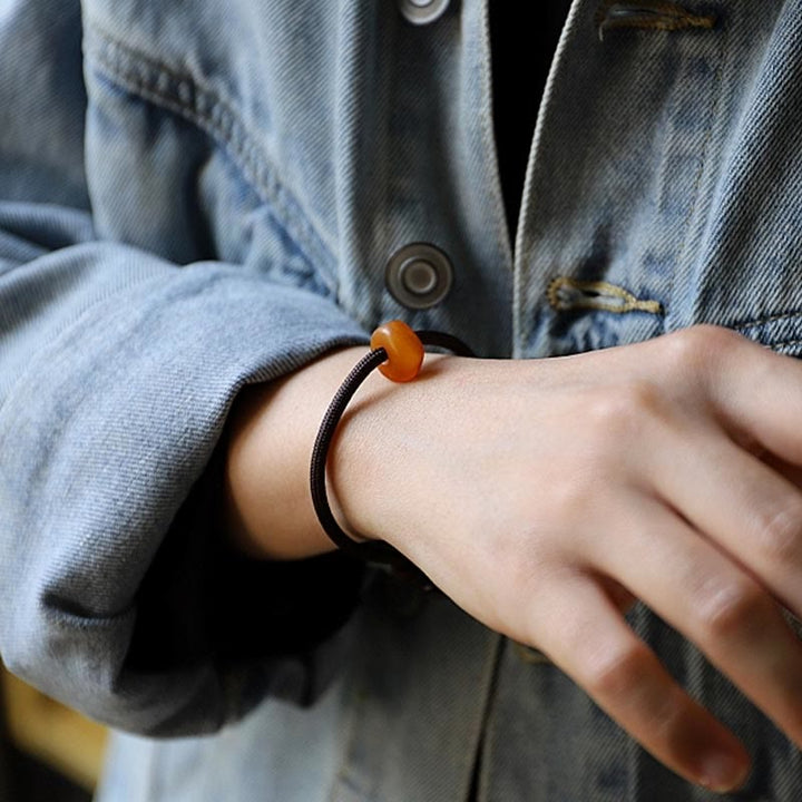 BWOOOH 925 Sterling Silver Chinese Zodiac Natal Buddha Natural Amber Clear Anxiety Bracelet