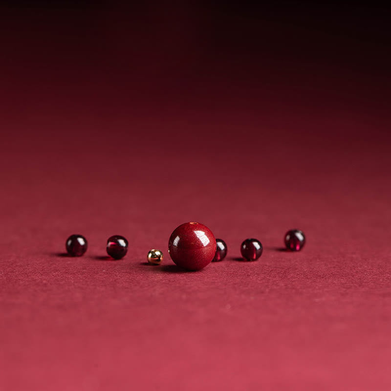 BWOOOH Garnet Cinnabar Lucky Bead PiXiu Om Mani Padme Hum Rose Protection Ring
